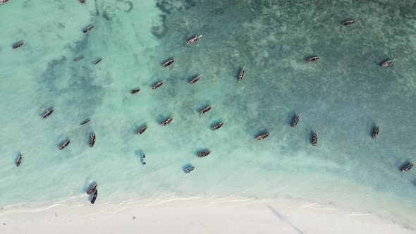 Boats in the Ocean Near the Coast of Zanzibar Tanzania Slow Motion