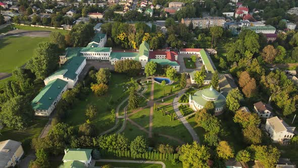 Aerial Shot The City Ostroh. Academy National University. Ukraine