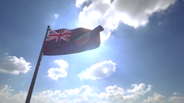 Montserrat Flag on a Flagpole V4