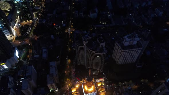 Aerial view of Shanghai downtown at night, China. alt