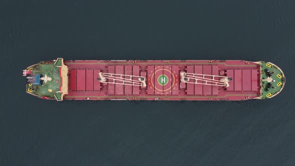 Large General Cargo Ship Tanker Bulk Carrier Aerial View