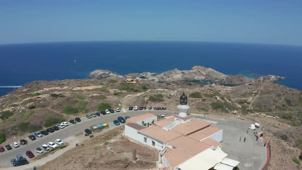 Drone Flight Over Lighthouse on Cap De Creus Cape