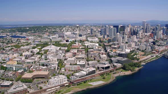 Seattle Washington Aerial Travel Background On Sunny Day