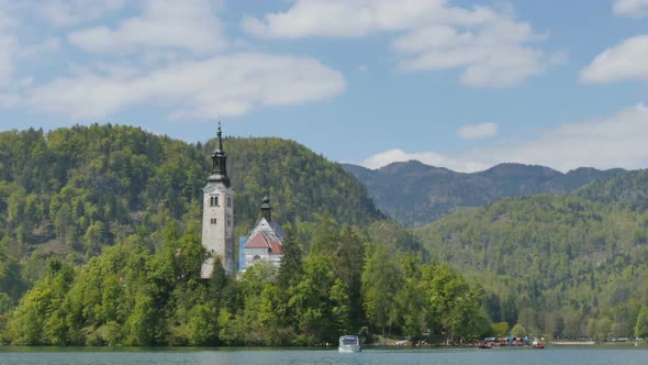 Bled Church Hyperlapse  Ultra High Definition. Bled Is a Lake in Slovenia Alps