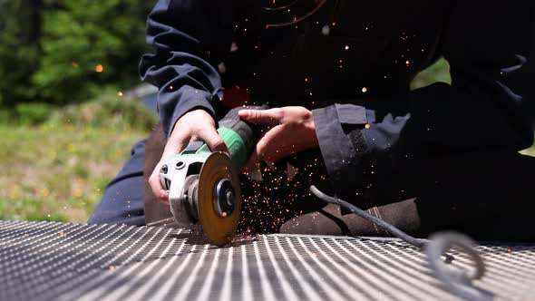 A Welder Turning Metal Into Useful Material