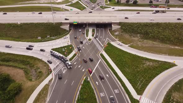 Diverging Diamond Interchange Passing Under Walter P. Chrysler Freeway In Lansing, Michigan With Day