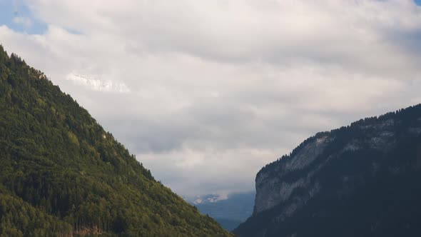 4K Timelapse of Snow-Capped Swiss Alps from Interlaken, Switzerland