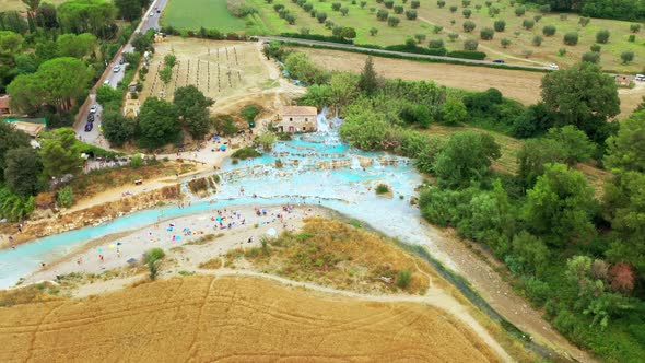 Aerial View of Natural Bath in Tuscany Italy