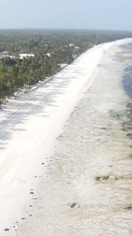 Vertical Video of Low Tide in the Ocean Near the Coast of Zanzibar Tanzania