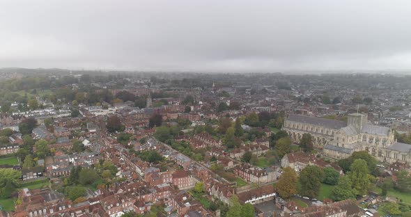 Aerial track over Winchester Cathedral