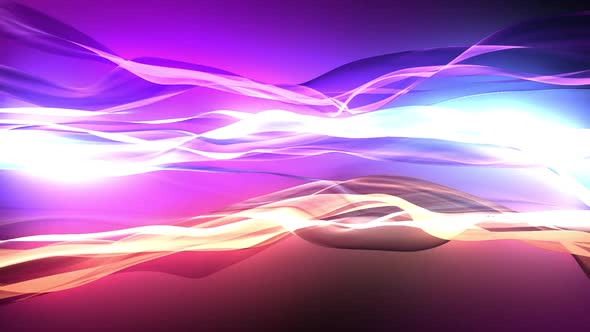 Glowing waves moving against purple background