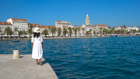 Woman Traveller Travels in SplitCroatia