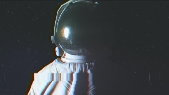 Circular Light Flashes Around an Astronaut on Starry Background alt