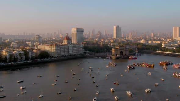 India gateway, Mumbai, 4k aerial drone footage