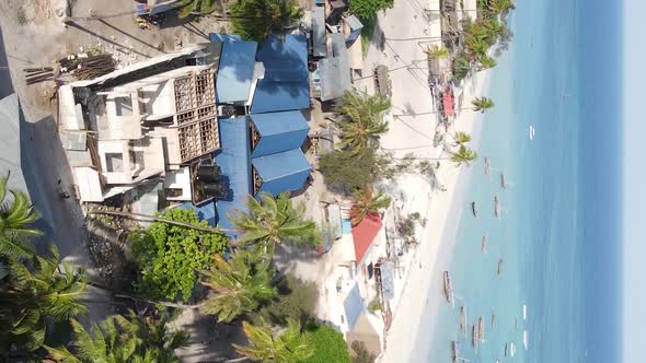 Tanzania  Aerial View of Houses Near the Coast of Zanzibar Vertical Video