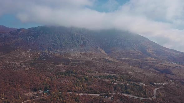 Aerial Veiw of Mountain Covered By Cloud