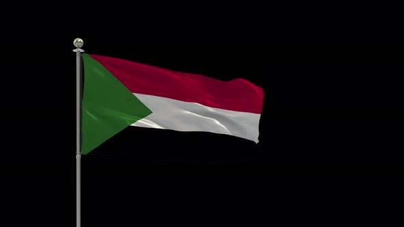 Sudan Flag Pole Looping  Animation Include Alpha Channel