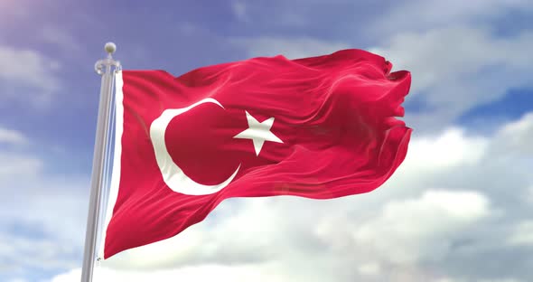 Realistic Turkey Flag Slow Motion 4K