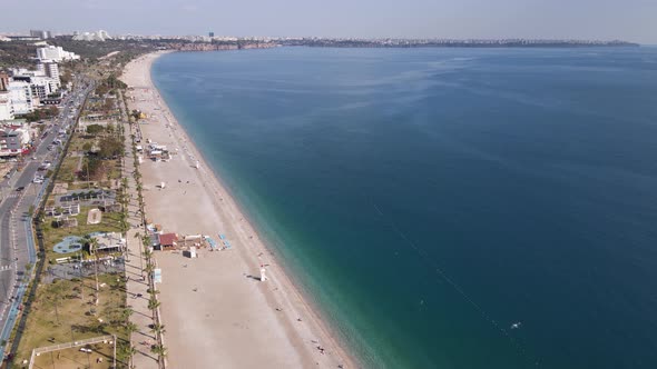 Aerial View of the Beach at the Seaside Resort Town. Turkey