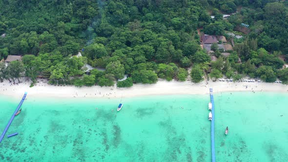 Coral Island Koh He Beach and Boats in Phuket Province Thailand