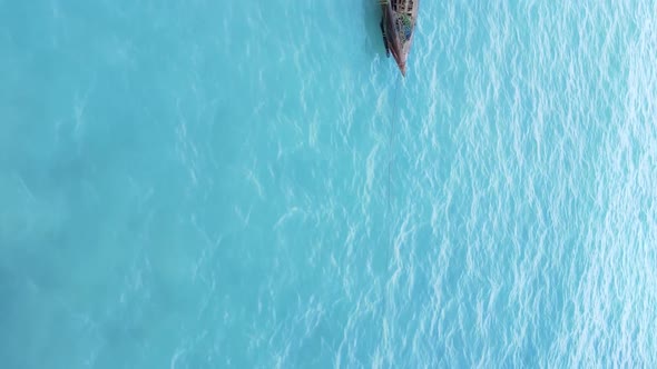 Vertical Video Boats in the Ocean Near the Coast of Zanzibar Tanzania Aerial View