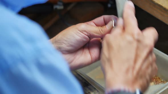 Craftswoman working in workshop