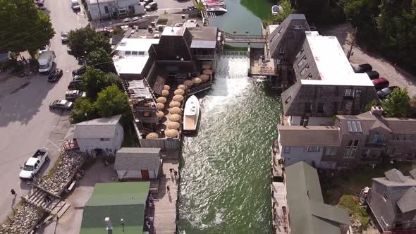 Leland's Historic Fishtown in Michigan - aerial drone shot