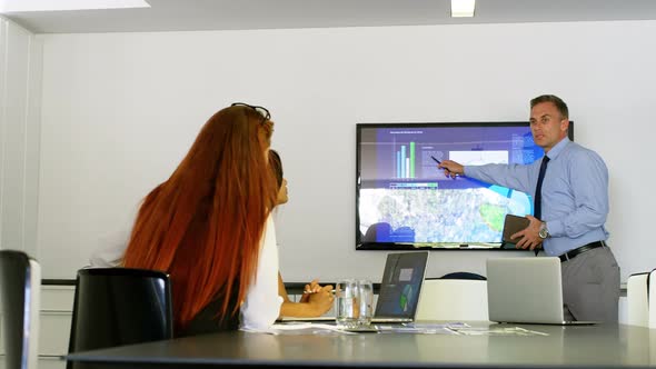 Businessman giving presentation in the conference room at office 4k