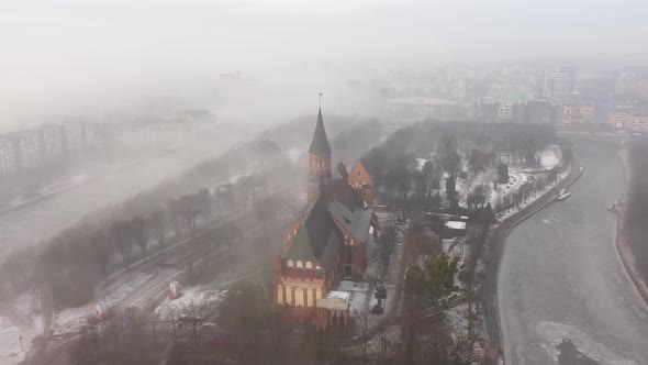 Cathedral of Kaliningrad in the winter fog