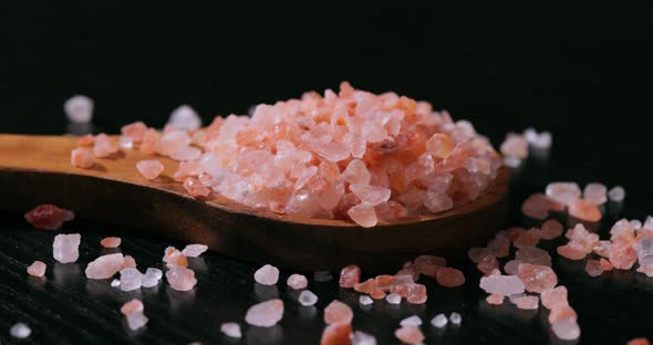 Himalayan Pink Salt in a Wooden is Used to Flavor Food