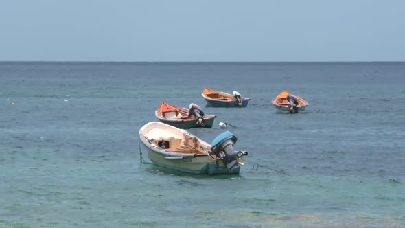 Typical Caribbean boats on sea	