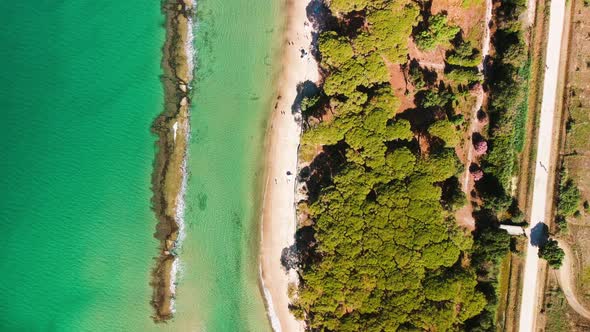 Mediterranean Sea Overhead Aerial View From a Drone in Summer Season