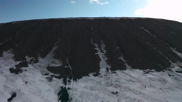 Aerial View of the Crater of the Volcano Hverfjall. Iceland in Early Spring