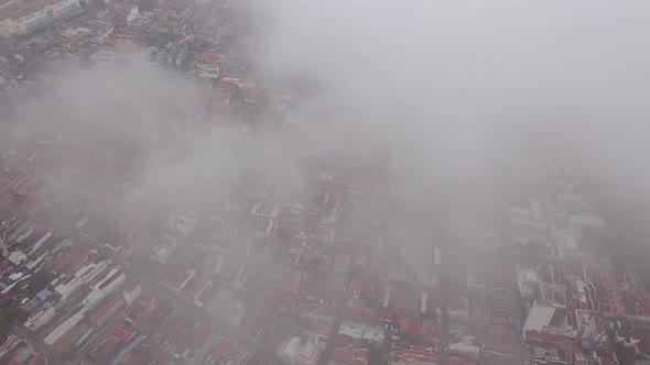 Aerial view foggy morning with low cloud