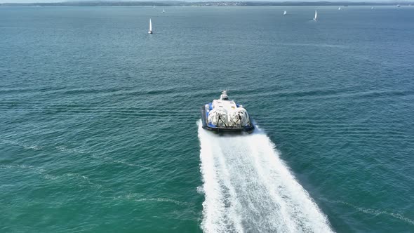 Hovercraft Moving Fast Over the Surface of the Sea