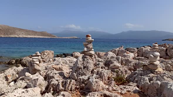 Rhodes - Greece: Stone / rock structure by Aegean Sea in Halki ( Chalki ) Island
