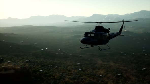 Slow Motion United States Military Helicopter in Vietnam alt