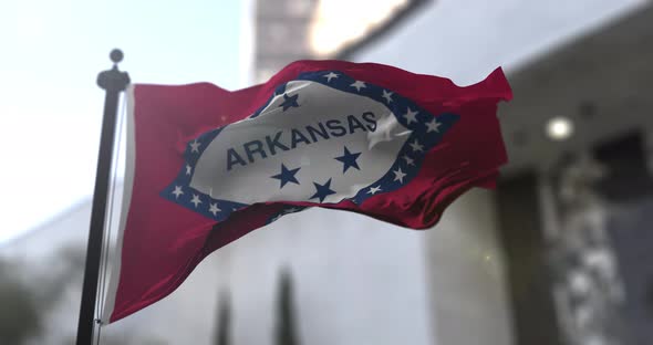 Arkansas state flag waving