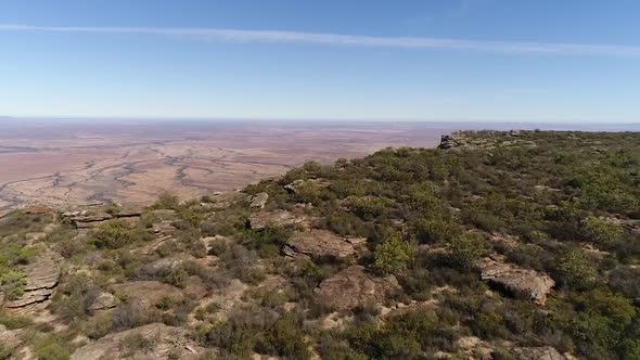 Aerial views over the town of Nieuwoudtville in the Northern Cape of South Africa with blossoming Ma