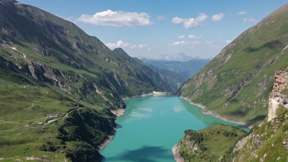 Hyperlapse of Wasserfallboden Lake on Kaprun Mooserboden Stausee, Austria