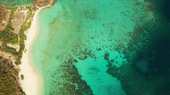 Small Torpical Island White Sandy Beach Top View