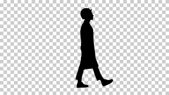Silhouette woman walking , Alpha Channel