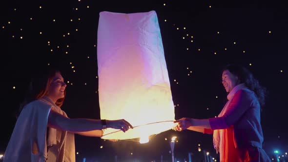 Two Women Releases A Sky Lantern