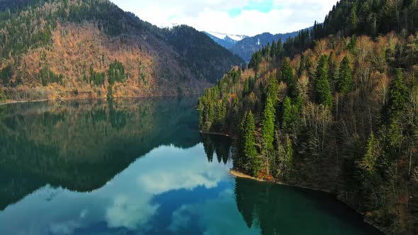 Beautiful Alpine Lake Ritsa Between the Mountains