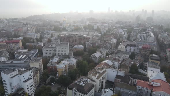 Cityscape of Kyiv, Ukraine. Aerial View, Slow Motion