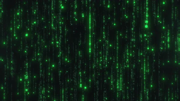 Green Digital Binary Code Processing on Screen Background Loop alt