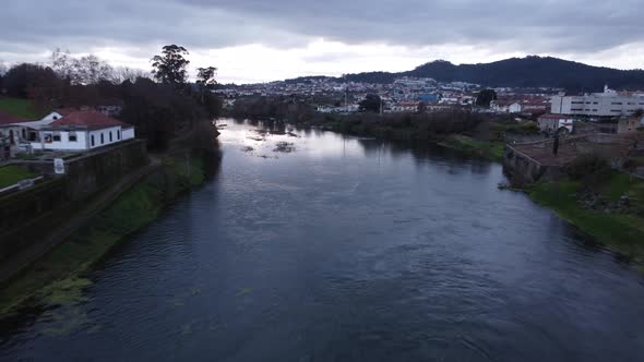 Flying Over The Cloudy River 4K 03