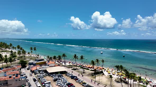 French Beach tourism landmark at Maceio Alagoas Brazil. Relaxation scenery.