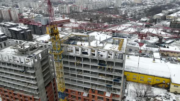 Apartment Building Construction Site Aerial View