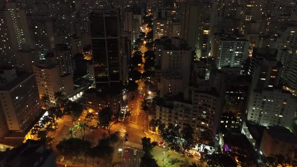 Night scape downtown Sao Paulo Brazil. Night city landscape of downtown district